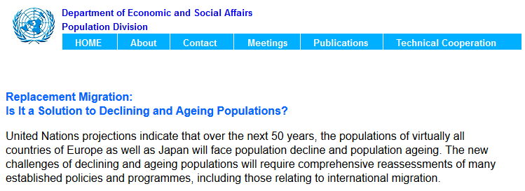 Replacement Migration: Is It a Solution to Declining and Ageing Populations?